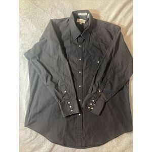 Sheplers Western Long‎ Sleeve Pearl Snap Shirt Size 17 1/2 - 33 Black Mens